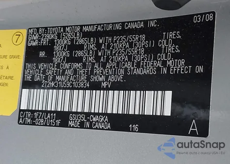 2009 Lexus Rx 350 350 from USA, damaged, VIN 2T2HK31U59C103834